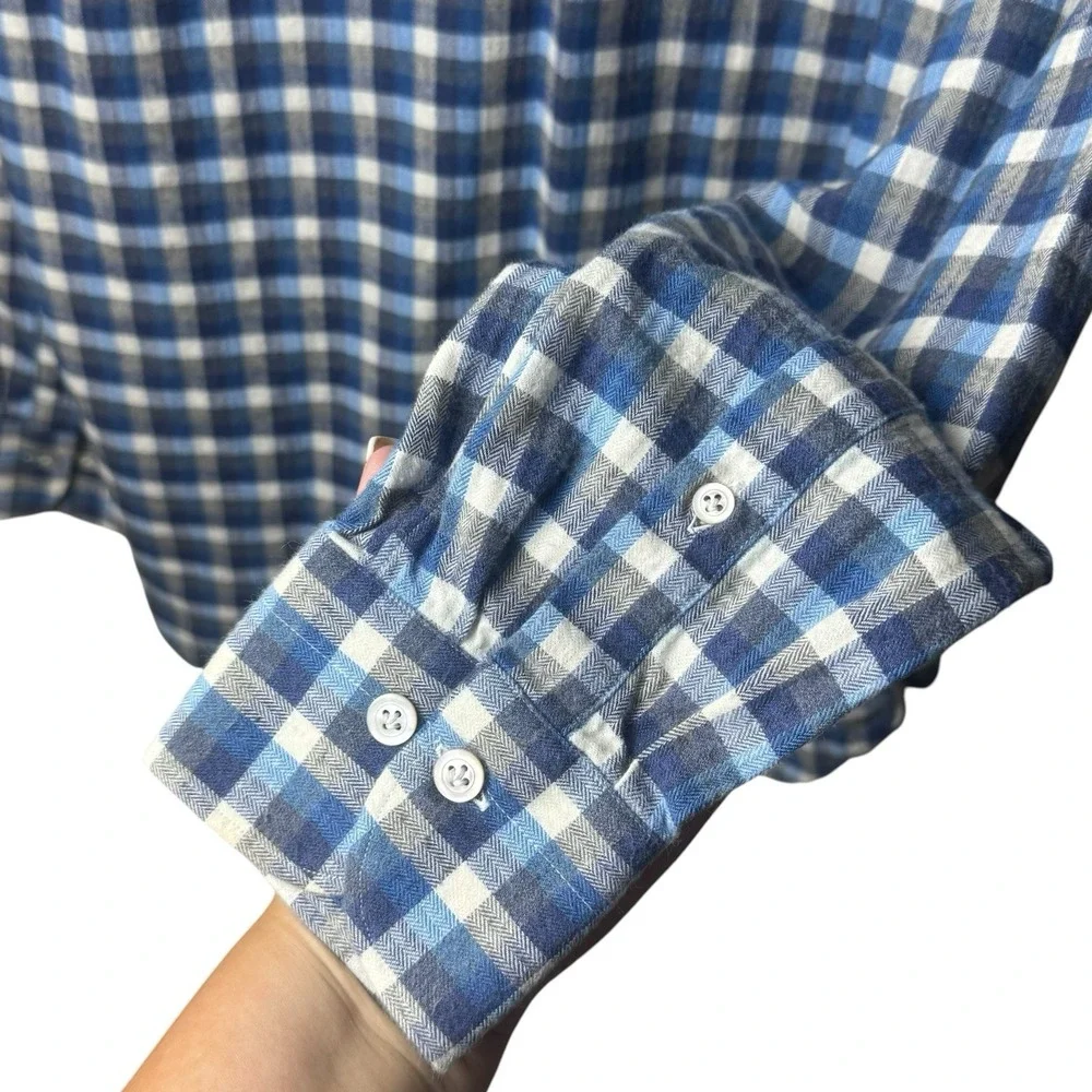 Vintage Carroll‎ & Co Blue and Black Plaid Button Down Old Money Luxury Chic M
